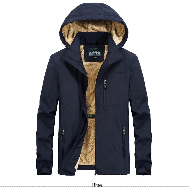 Plus size M~5XL 6XL Fur Hooded Winter Jacket men Fashion Warm Wool Liner Man Jacket and Coat Windproof Male Parkas