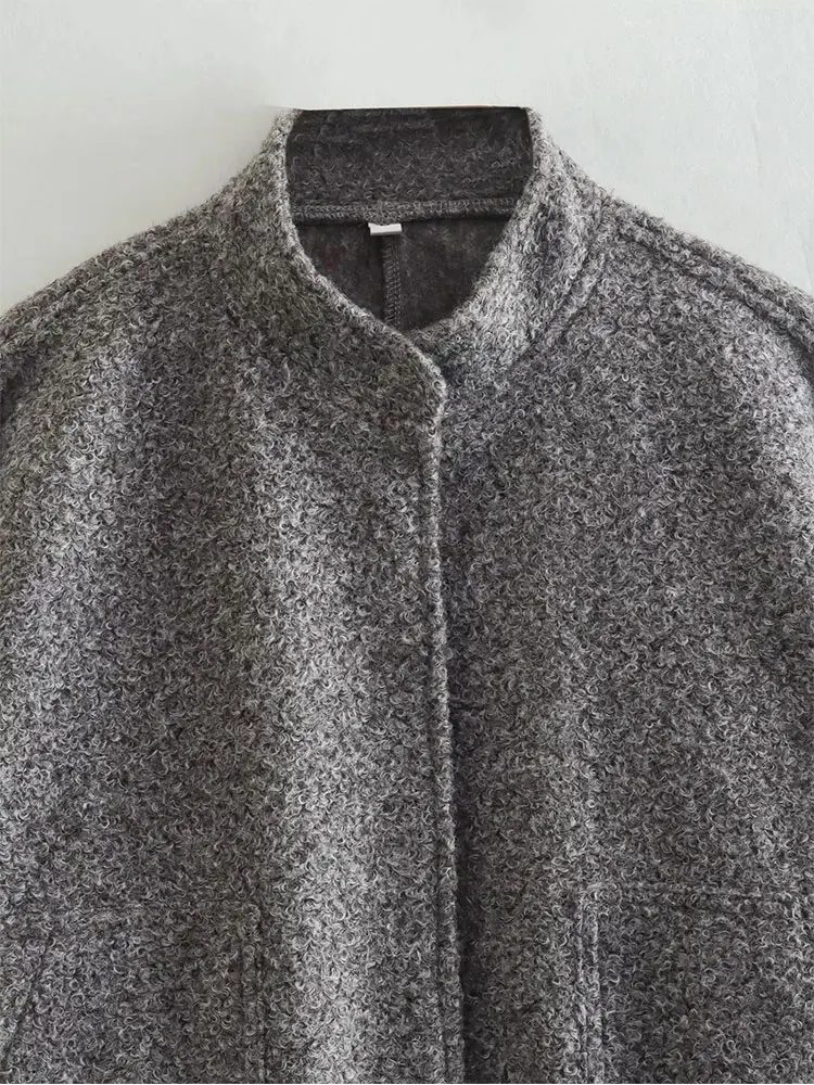 Nlzgmsj 2023 Spring Warm Gray Jacket Women Outerwear With Button Bomber Jacket Coat Women Thicken Coat Top women