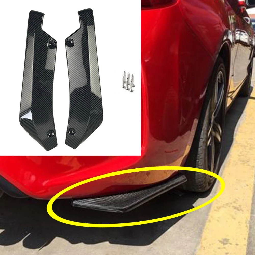 

2Pcs Carbon Fiber Car Universal Rear Bumper Lip Spoiler Diffuser Splitter Wings Scratch Protector