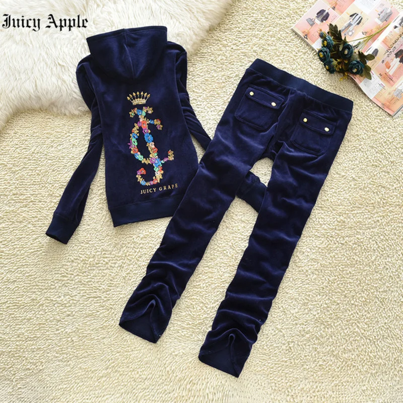 Juicy Apple Tracksuit Women Two Piece Set Casual Spring Autumn 2022 Woman's Sets Hooded Long Sleeve Hoodie Sport Pants Lady Suit
