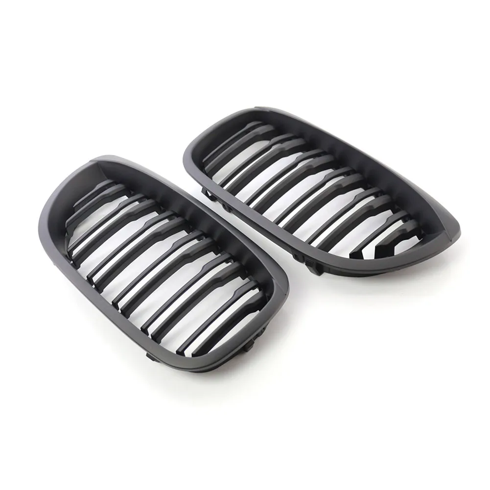 

Car Grilles Auto Gloss Black Front Hood Kidney Double Line Grill Mesh Sport Racing Grills For BMW E46 LCI Facelift Coupe 02-05