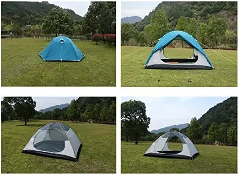

Tempo Lightweight 4 Person Tent for Backpacking Family Camping 7.7 lbs with Ridge Pole Gear Loft Rip-Stop Fabric Aluminum Poles