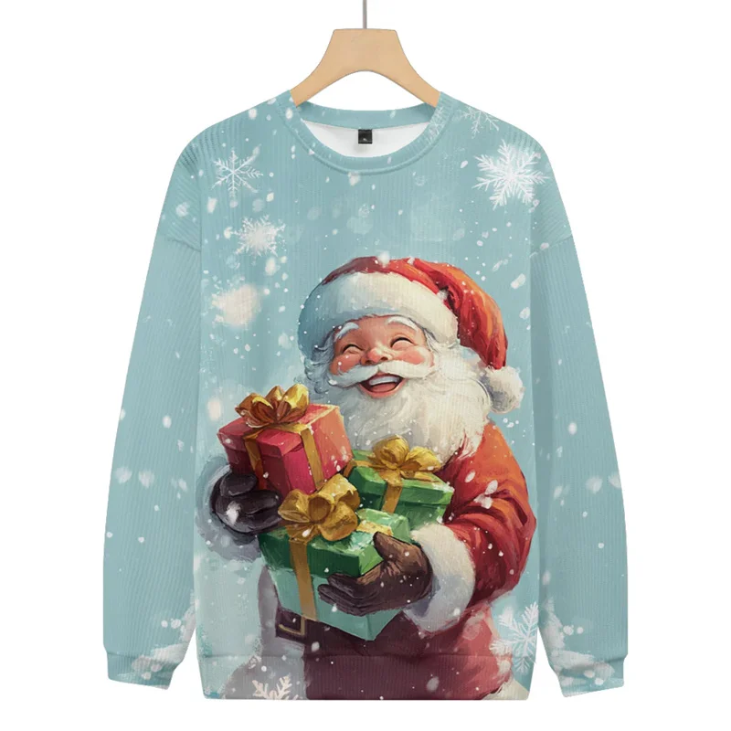 Canta Claus Ugly Christmas Sweater For Men 3d Printed Xmas Snowman Pullovers New Year Gift Crew Neck Sweatshirt Children Tops