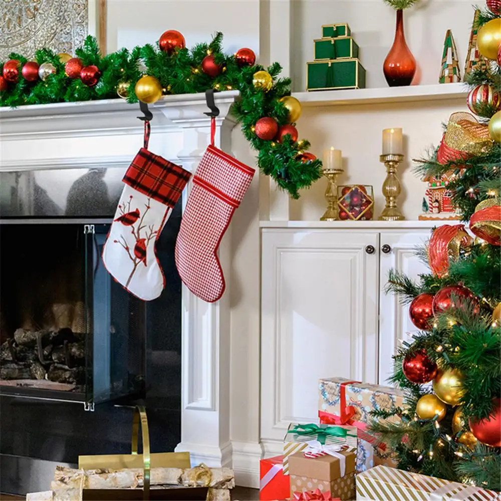 

Fireplace Hook White Anti Slip Design Holiday Metal Hook Galvanized Matt Multi Purpose Christmas Fireplace Decoration Hook Black
