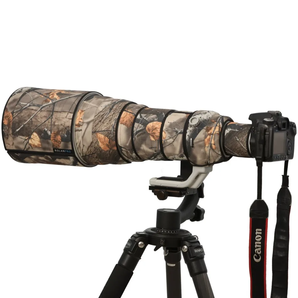 Фото Камуфляжный чехол ROLANPRO для объектива Canon EF 600mm f/4 L IS USM с защитой от сотрясений I Coat, дождевик, чехол для объектива, чехол для пистолетов №5