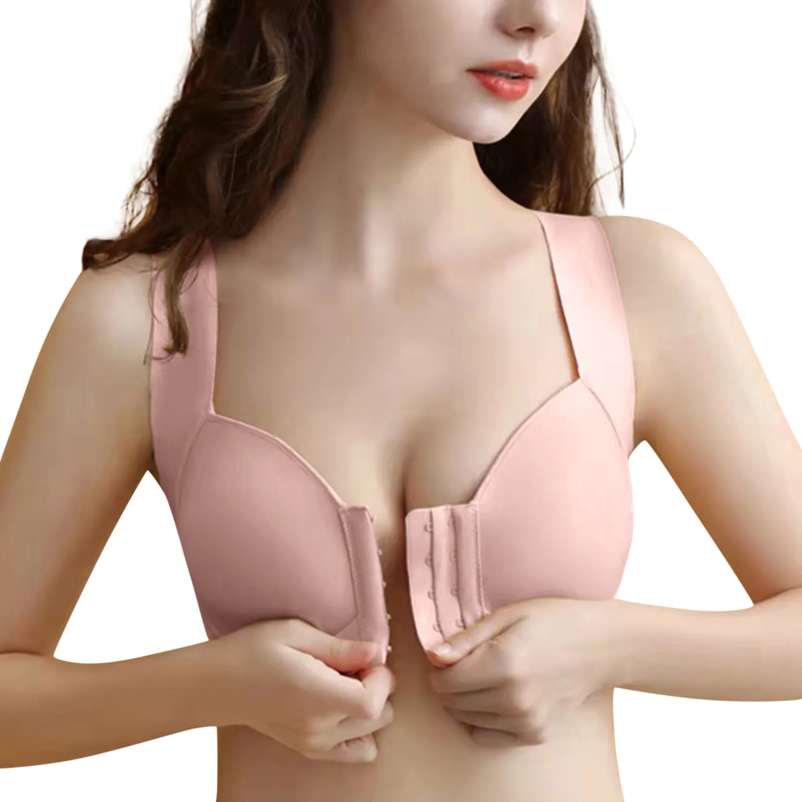 Front 5 hook closure Bra Sport Bra No Wire Comfort Sleep Bra Plus Size Workout Activity Bras With Non Removable Pads Shaping Bra