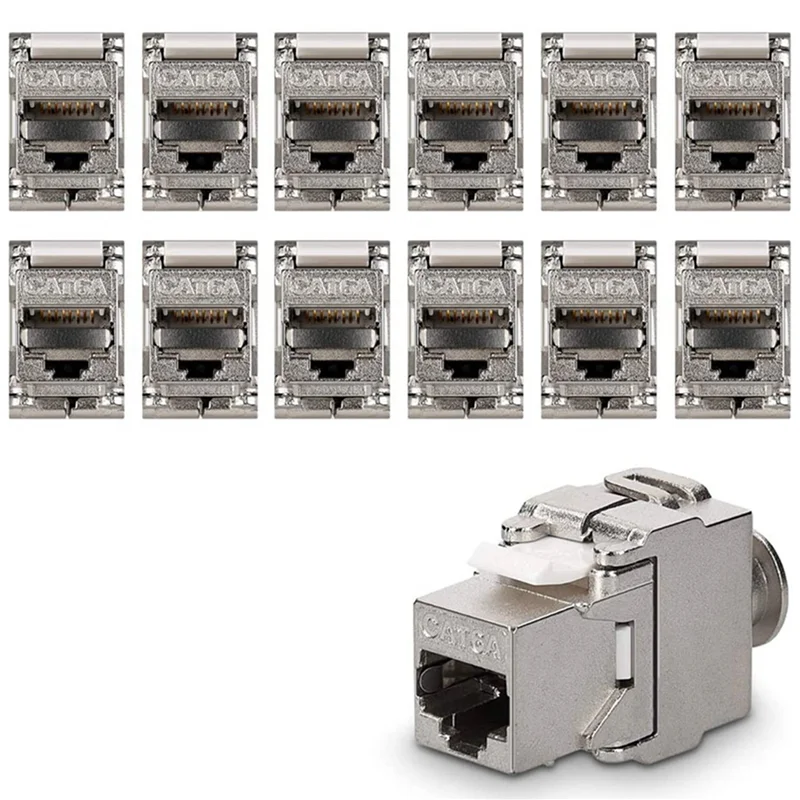 Фото Превосходные разъемы Keystone Module - 24-компонентный экранированный разъем CAT6A Keystone Jack RJ45 Cat 6A Ethernet-модуль 10 Гбит с металлическим корпусом №3
