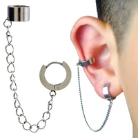 punk one peice tassel clip earrings for women men teens ear cuffs zinc alloy hip hop jewelry vintage chain metal circle earring
