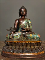 17 tibetan temple collection old bronze cloisonne enamel medicine buddha lotus platform worship buddha town house exorcism