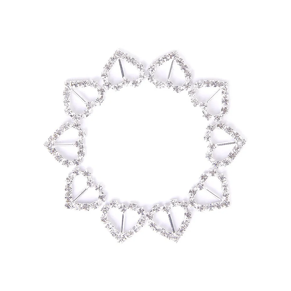

10 pcs Ribbon Sliders Exquisite DIY Craft Wedding Gift Heart Shape Ribbon Buckle for Student Adult