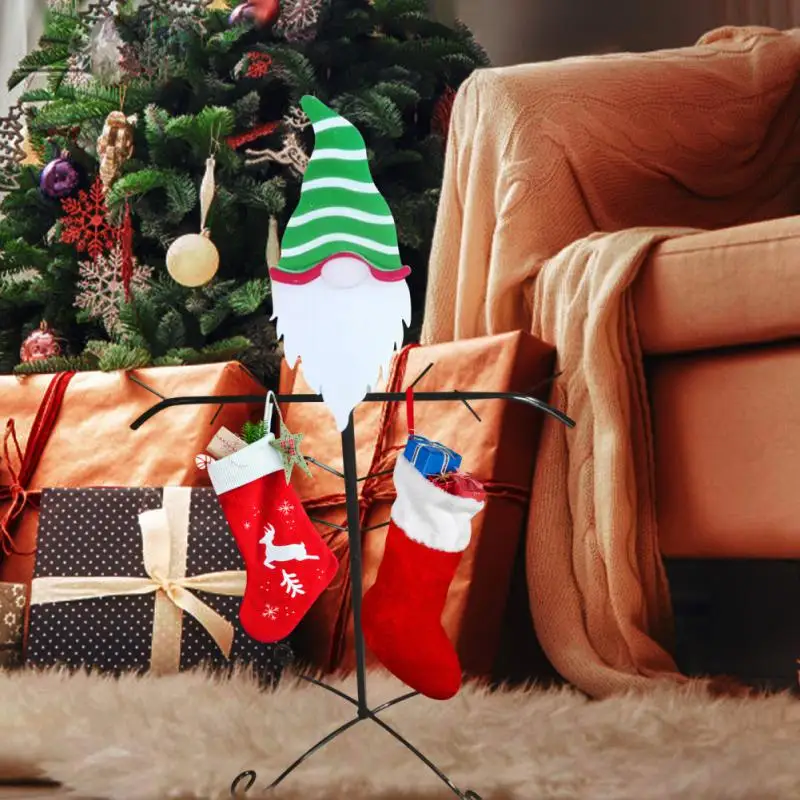 

Christmas Santa Snowman Dwarf Socks Rack Metal Tree Branch Shape Hanger Stocking Holder Stand Hangers Home Storage Organization
