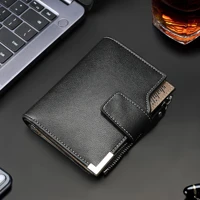 men wallet soft skin leather wallets zipper mini pocket card holder billfold small coin purse business casual money clip