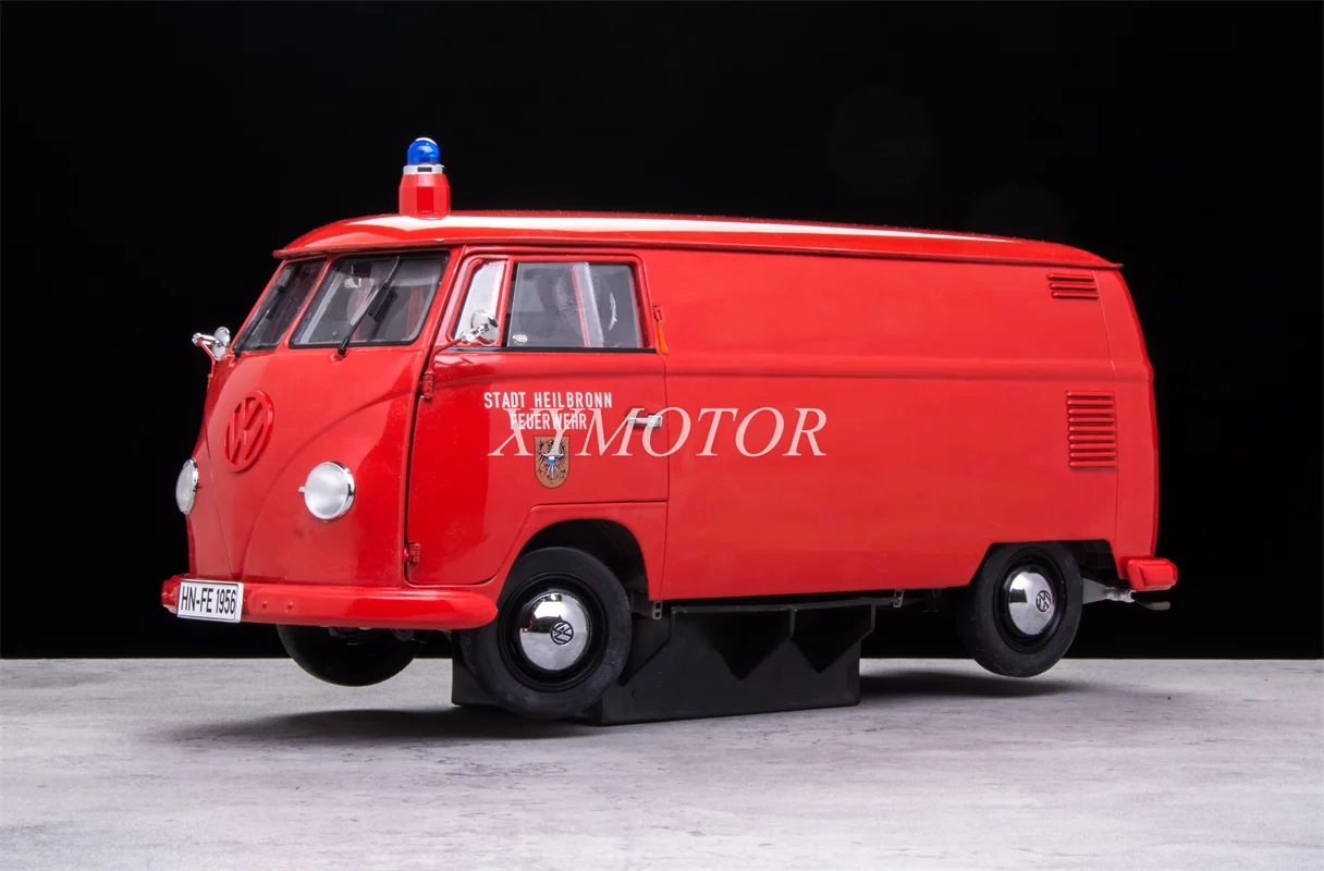 

1/12 For VOLKSWAGEN T1 fire engine Truck Bus Diecast Model Car Red defect Toys Gifts Collection Display Ornaments
