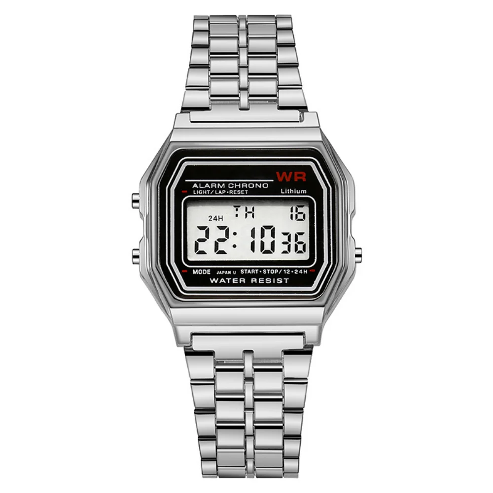 Cintura In Acciaio A Led Oro Rosa Argento Orologi Uomo Donna Display Digitale Elettronico Orologio Stile Retrò Relogio Masculin Reloj Homb