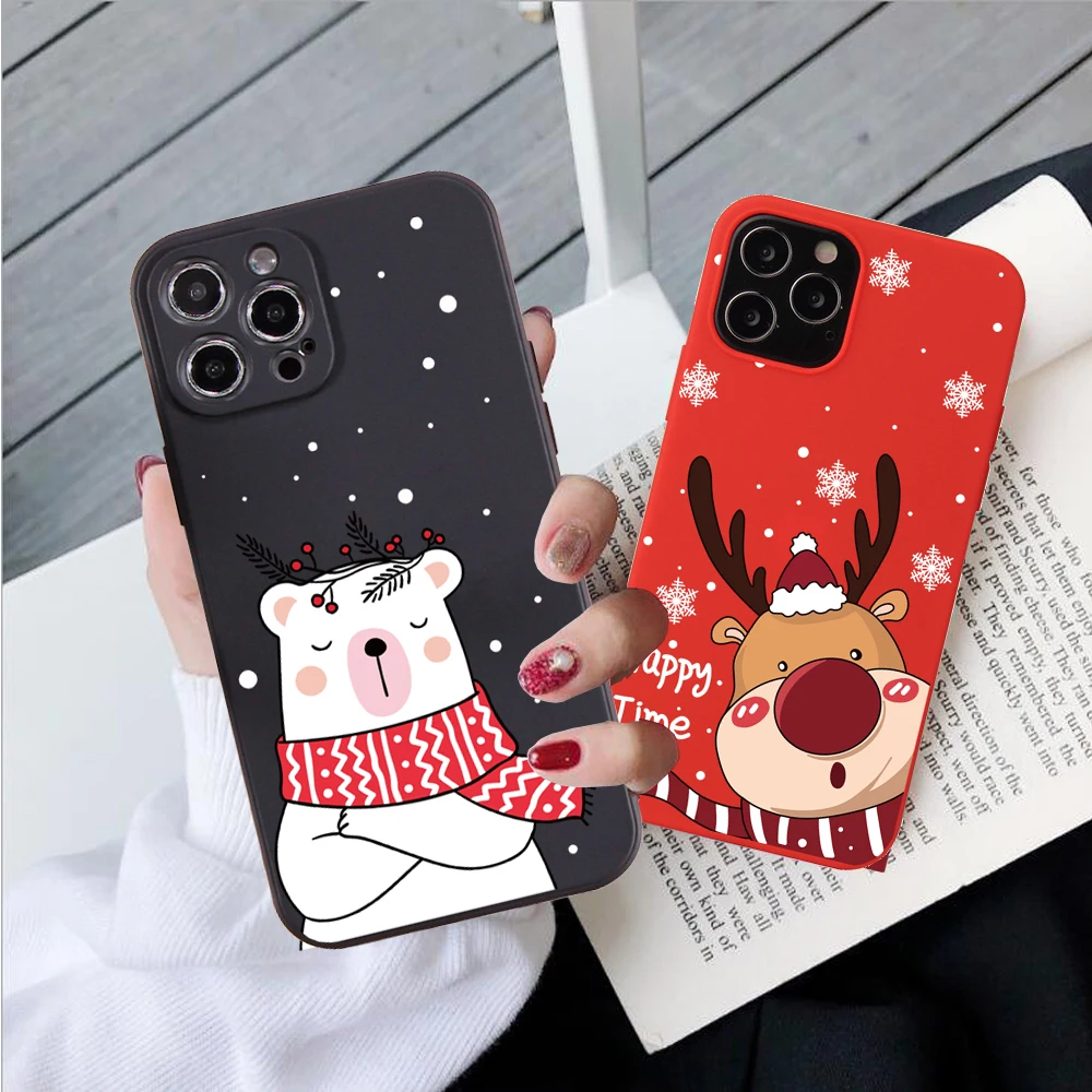 Силиконовый чехол для телефона с рождественским мультяшным новогодним подарком