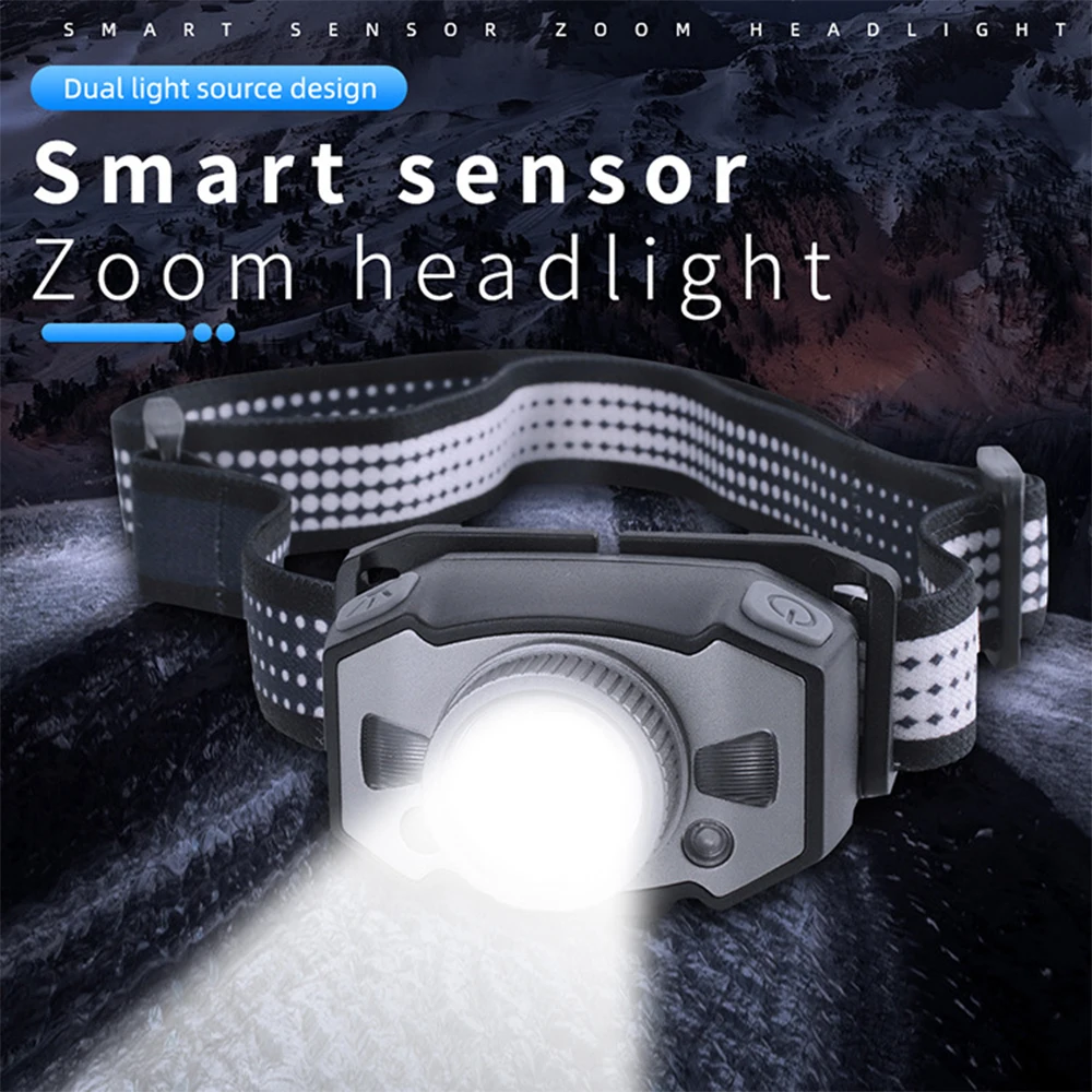 

Pocketman LED Headlamp Smart Motion Sensor Headlight Zoomable Head Flashlight USB Rechargeable Head Lamp Induction Head Torch