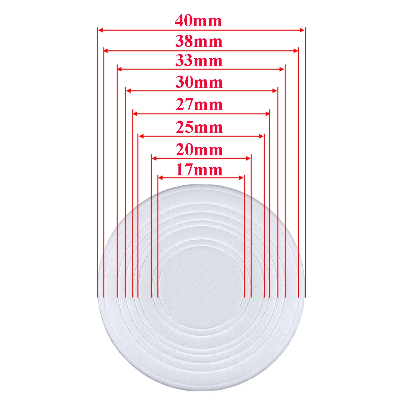 

Кольцевые подушечки из ЭВА 60 шт., диаметр 17/20/25/27/30/33/38/40 мм