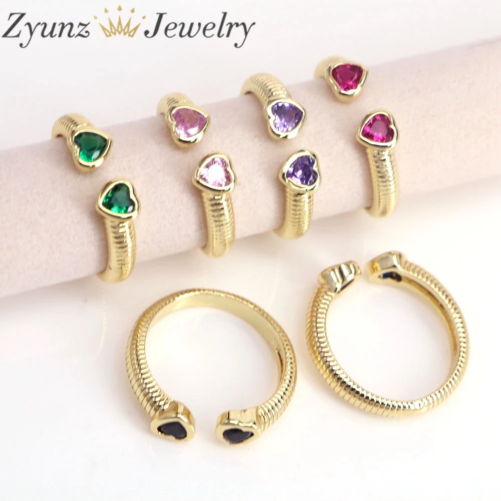 

10 шт., женские кольца с цирконом, золотого цвета