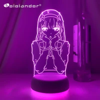 new led night light zero two figure table 3d lamp for bed room decor light anime waifu gift darling in the franxx zero two lamp