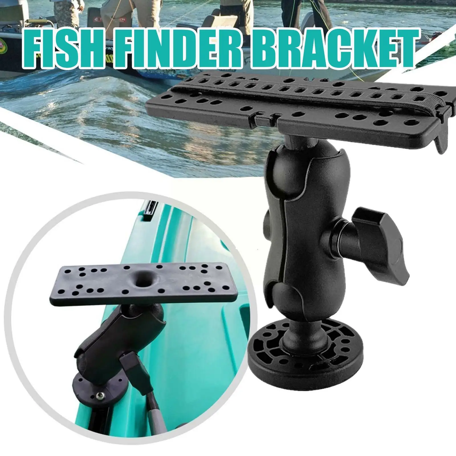 

1pc Fish Finder Mount Base Ball-Mount Fish Finder Bracket Fish With Holder Finder 360° Rotation Screws O5W2