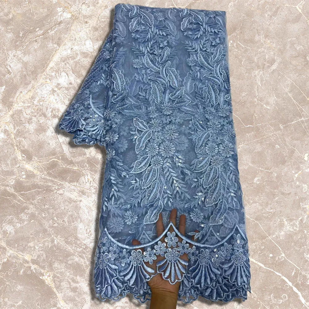 

Multiprocessing Luxury Bead Tube Embroidered African Lace Fabric 2022 Ultra Quality Mesh Lace Decorate With Sequins Heavy 09M13