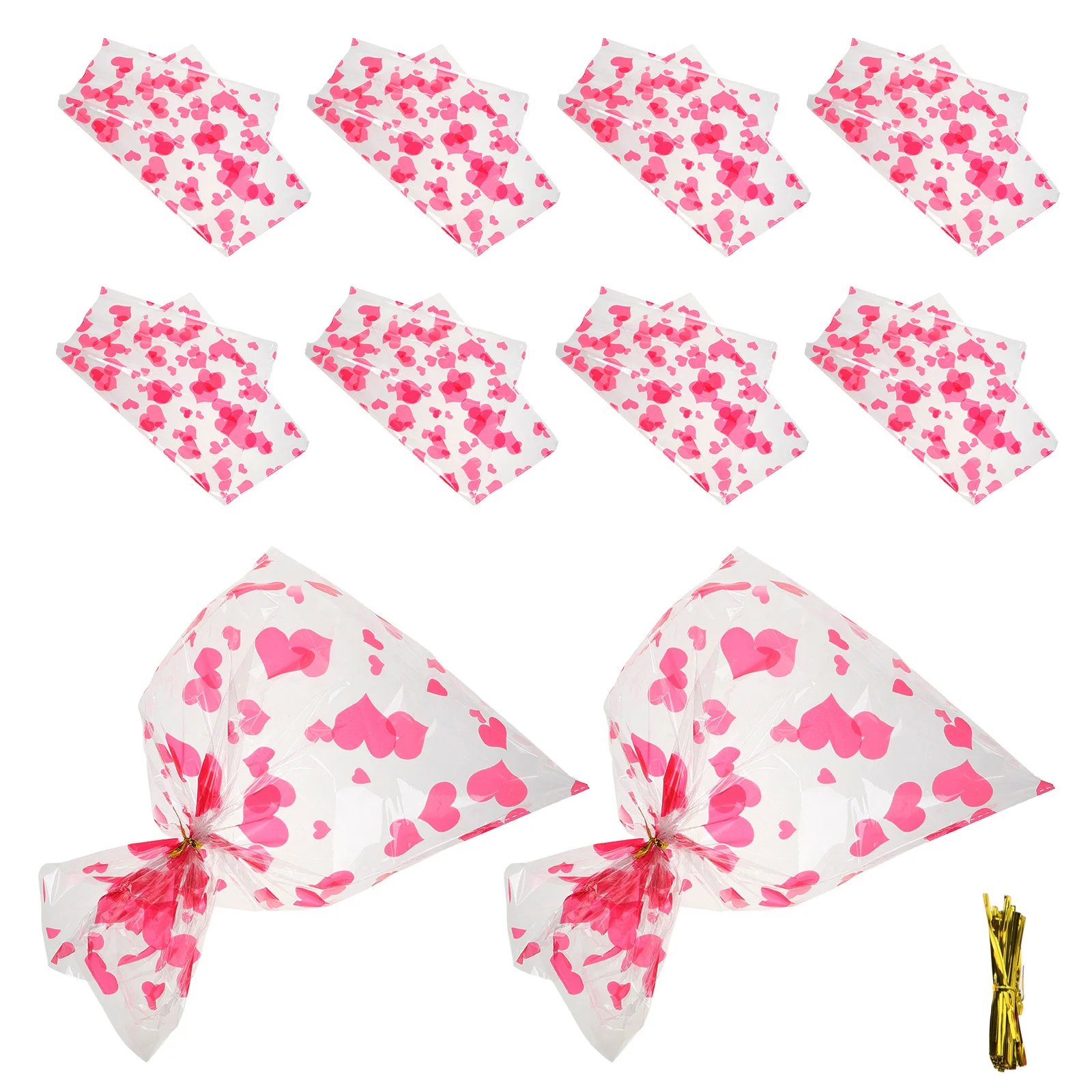 100 шт. сумка Yuanbao с принтом сердца целлофановый браслет сумки для детского душа