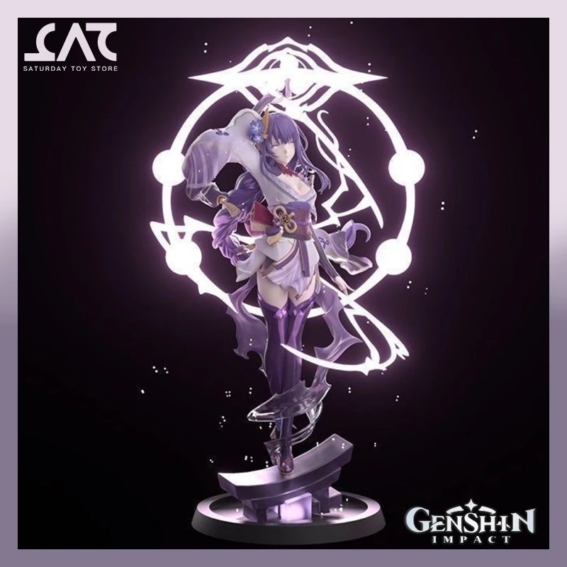 

25cm Genshin Impact Raiden Shogun Figure Beelzebul Anime Figure With Light Figurine Pvc Model Doll Decoration Christmas Toy Gift