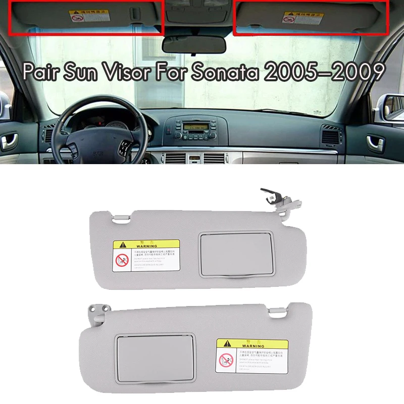 

Pair Car Interior Sun Visor Shade Gray for HYUNDAI Sonata NF 2005 2006 2007 2008 2009 852010R300X6 852020R300X6