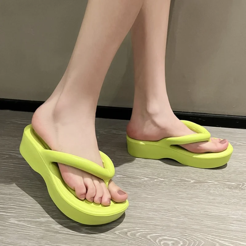 Women Fashion White EVA Flatform Flip Flops Thick-soled 2023 Summer Leisure Beach Slippers Simple Outdoor Slides Soft Sandals