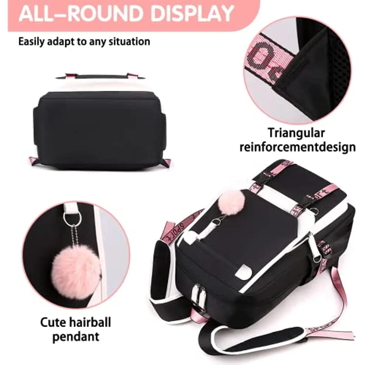 Large Capacity School Bags for Teenage Girls USB Headphone Port Design for Men Go Hiking Laptop Case 20-35L Outdoor Rucksack