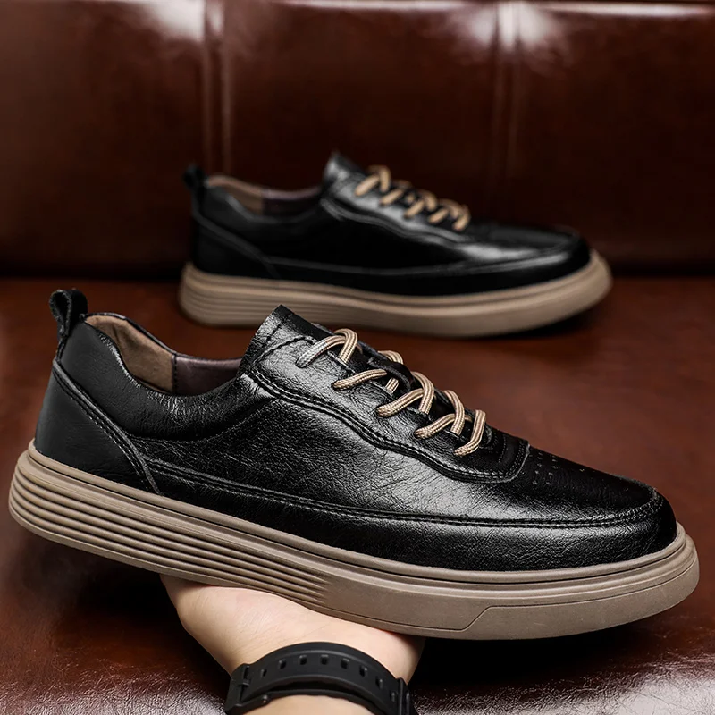 

Туфли мужские из натуральной кожи, итальянские деловые повседневные ботинки, оксфорды ручной работы на толстой подошве, теннисные кроссовки