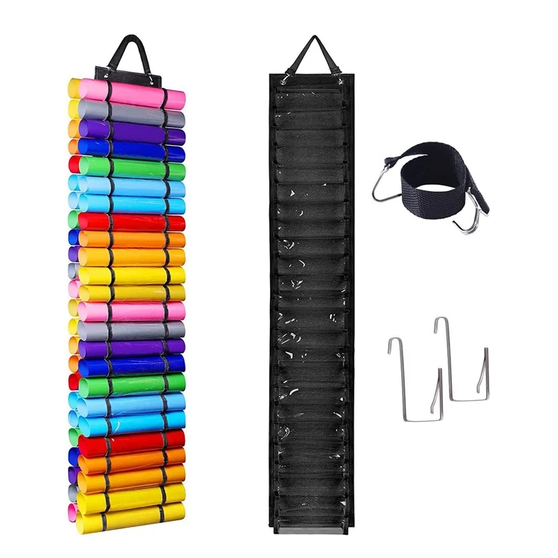 

Vinyl Storage Organizer Rack, Hanging Vinyl Holder With 48 Roll Compartments, Vinyl Roll Holder For Craft Room Organizer