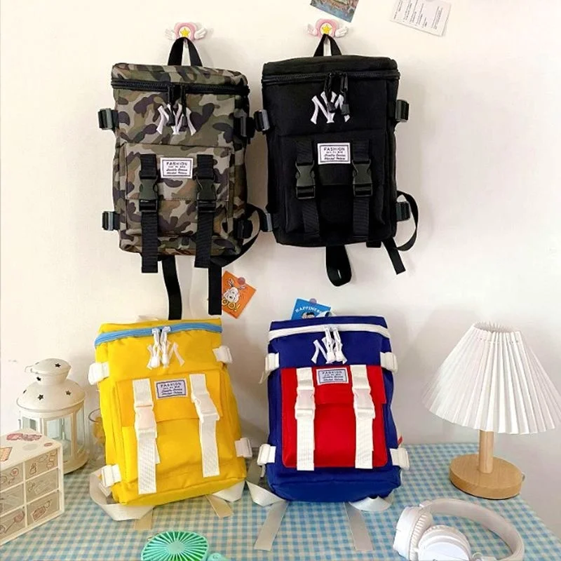 Children Kids Backpacks Primary School Student Bags For Boy And Girl Canvas Lightweight Neutral Fashion Travel Bag For An Outing