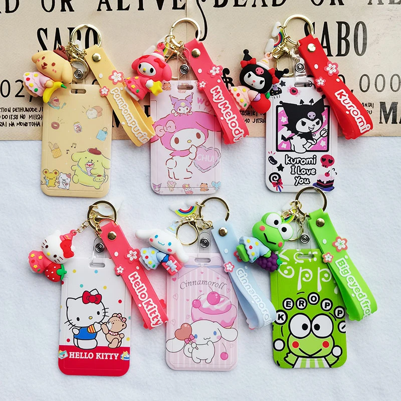 

Брелок Sanrio с изображением персонажа аниме Kuromi Cinnamoroll Kawaii, милая Студенческая сумка, украшение для автобуса, аксессуары, игрушки для девочек