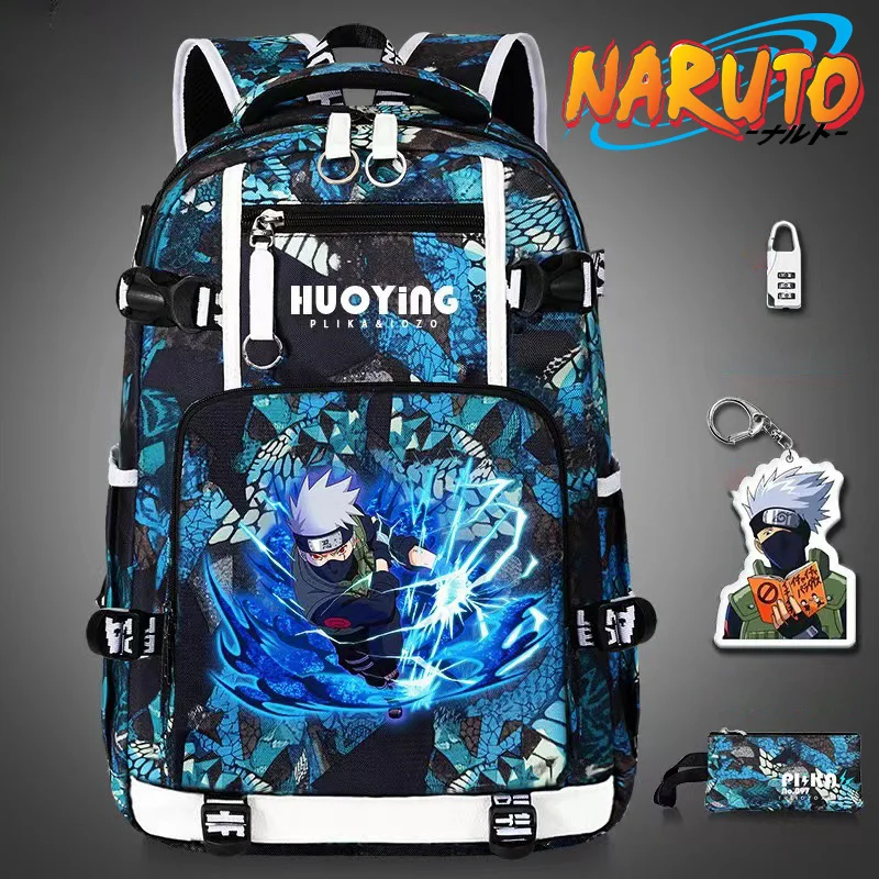 

New Naruto School Bags Backpacks Anime Kids Bags Kawaii Big Capacity Luminous Travel Teenagers Girls Boy Rucksacks Action Figure