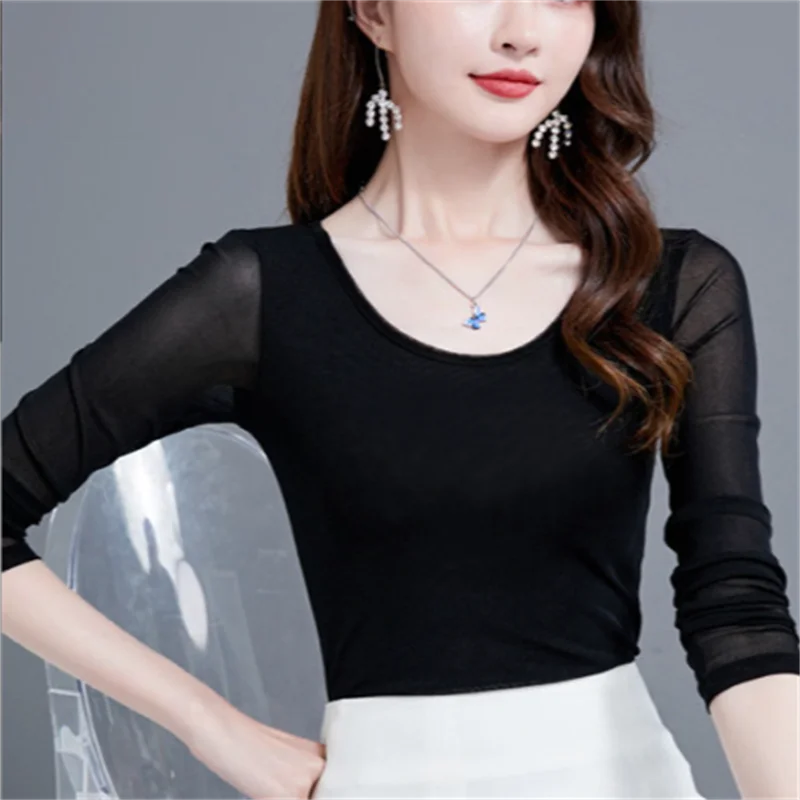 Шелковая футболка женская тонкий топ для прыжков сетчатый низ темпераментная