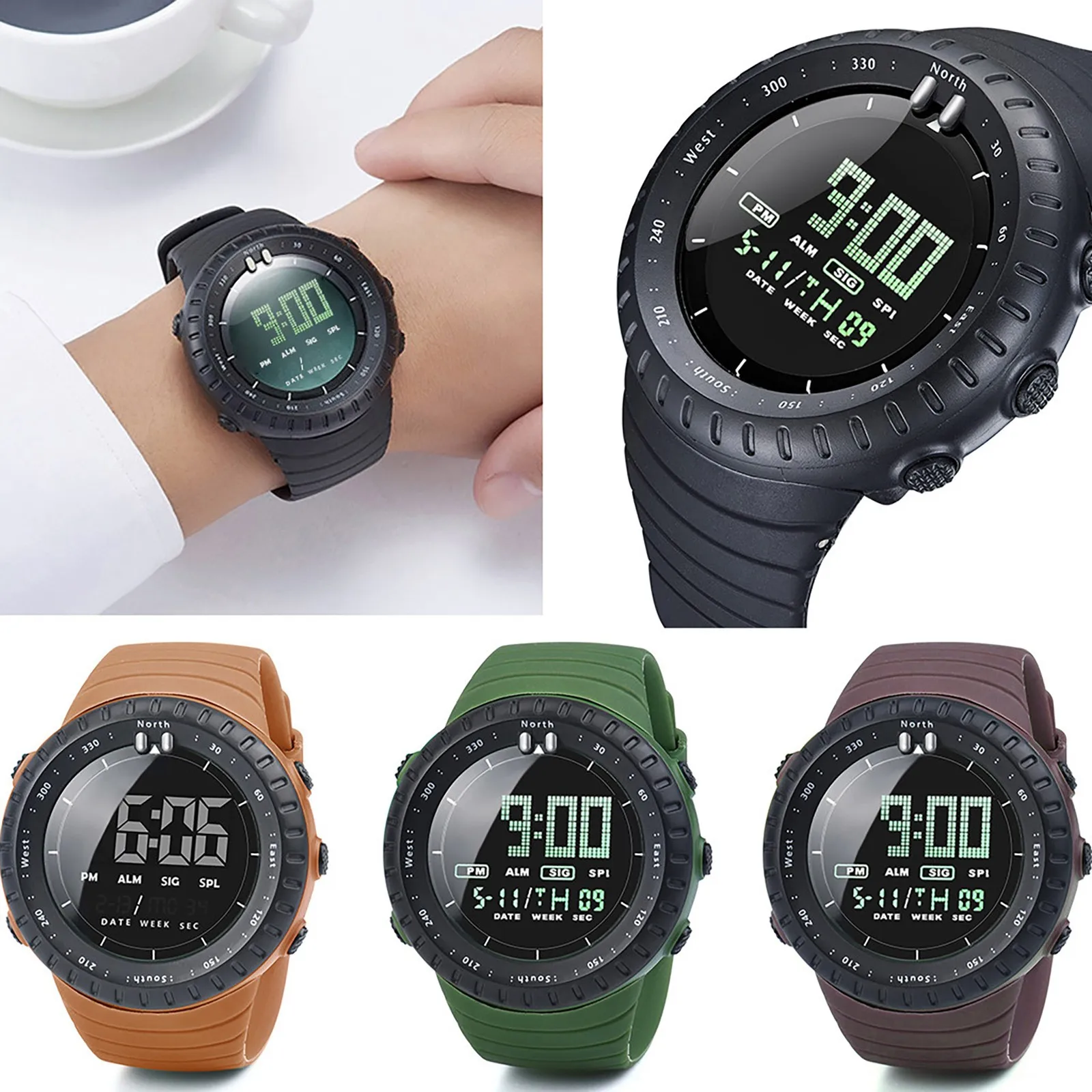 

Luxury Men Analog Digital Military Sport Led Waterproof Wrist Watch Sport Timing Watch Intelligent Electronic Watch Montre homm