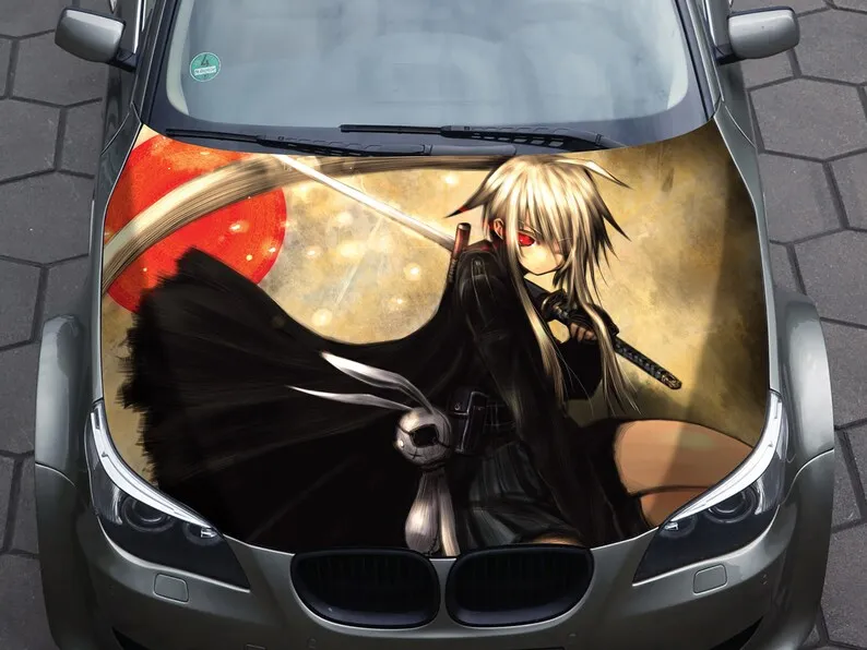 

Наклейка на капот автомобиля, виниловая, наклейка, графика, наклейка на грузовик, графика на грузовик, наклейка на капот, Череп, f150, катана девочка, аниме,