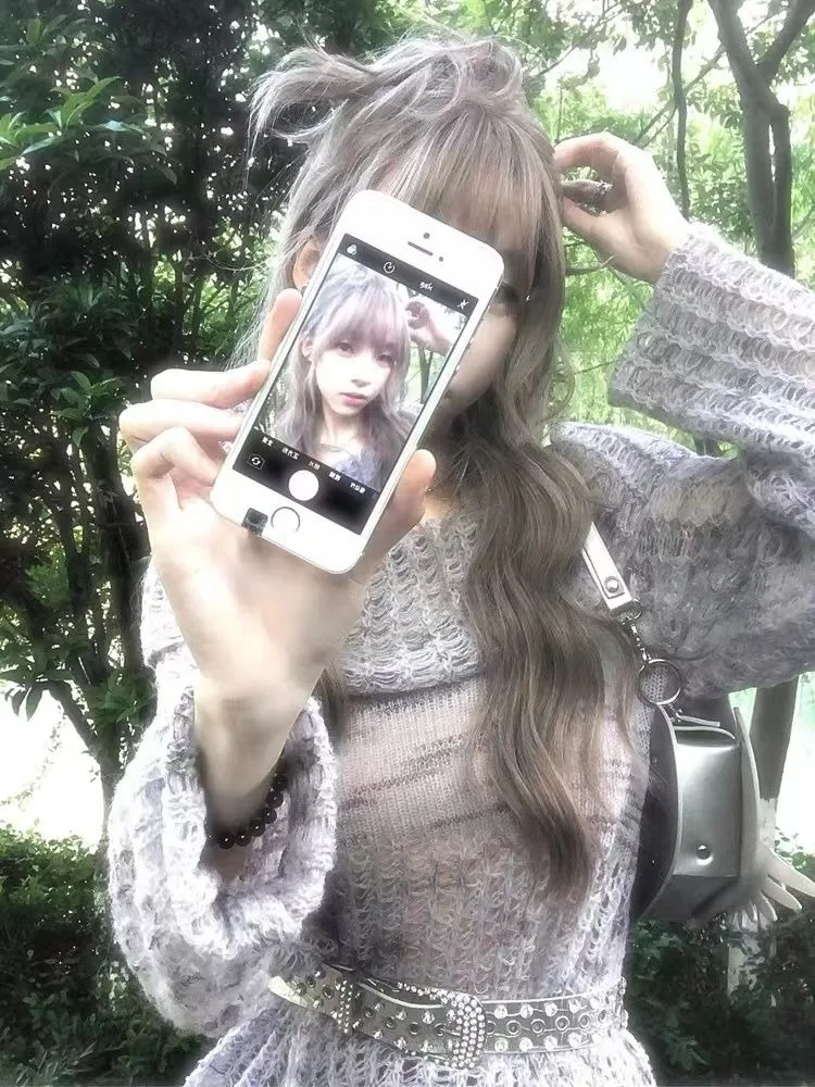 Модные пуловеры с вырезом на шее Y2k свитера длинными рукавами в стиле гранж Mujer