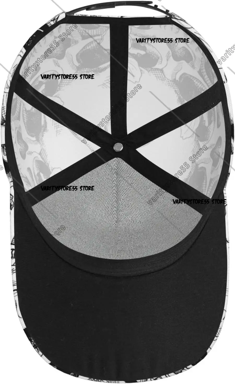 Фото Черно-белая модная бейсболка унисекс с черепом и цветком, шляпы Snapback, шляпа для папы, классическая регулируемая шляпа дальнобойщика для мужчин и женщин №4