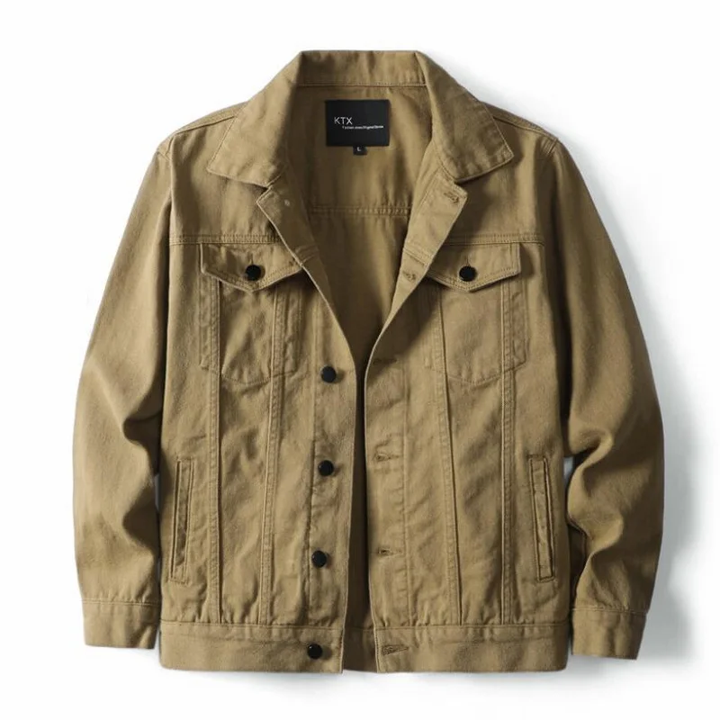 Denim Jacket Men's Spring Autumn Loose Casual Young Men Denim Clothes Jeans Jacket Single-Breasted Multi-Pocket Outwear