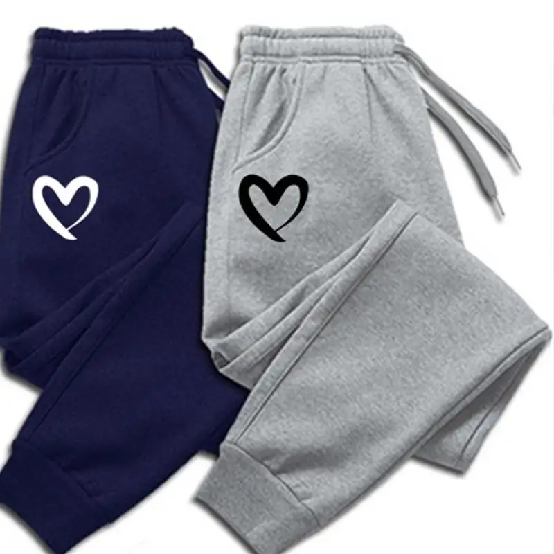 

Женские спортивные штаны для бега с принтом сердца, повседневные флисовые теплые спортивные штаны для фитнеса и йоги, женские осенне-зимние...