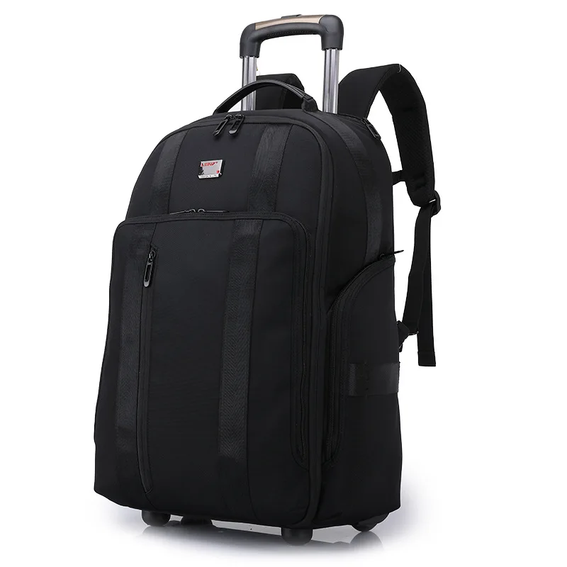 

New Travel Double Shoulder Large Capacity Luggage Alloy Hidden Multifunctional Waterproof Fixed Wheel School Backpack
