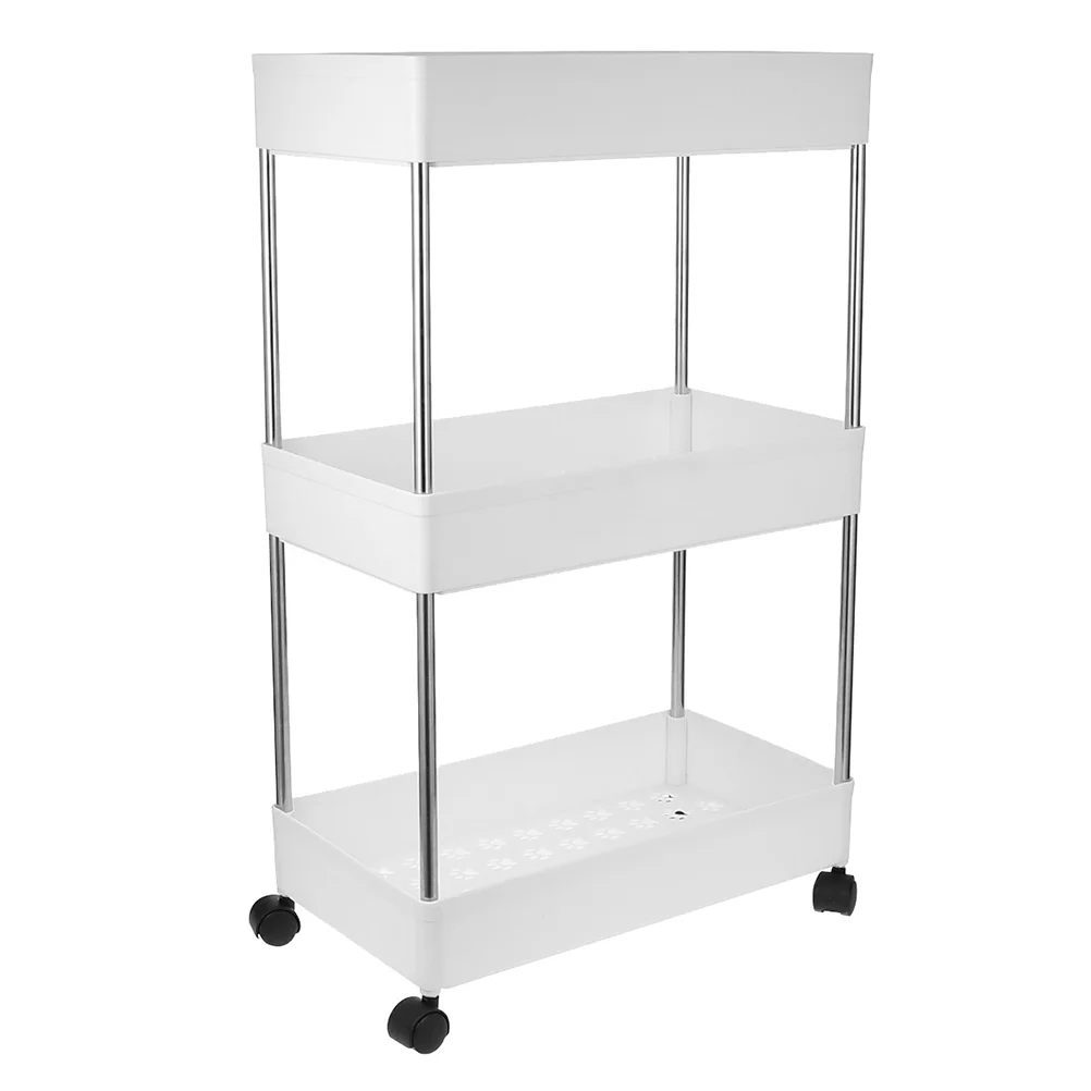 

Cart Storage Multifunction Gap Cart Plastic Storage Trolley Floor Office Wheels Shelving Kitchen Rack Bathroom Shelf