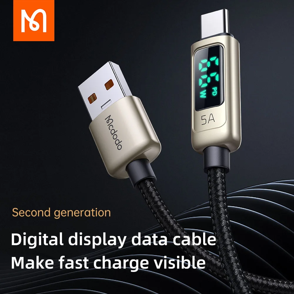 

Кабель зарядный Mcdodo USB Type-C, 5 А, с цифровым дисплеем