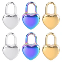 5pc stainless steel gold color love heart lock shape titanium steel rainbow color charms pendant metal jewelry accessories