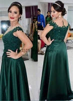 sleeveless prom dress appliques long formal evening dress floor length elastic satin green prom gowns women party evening gowns