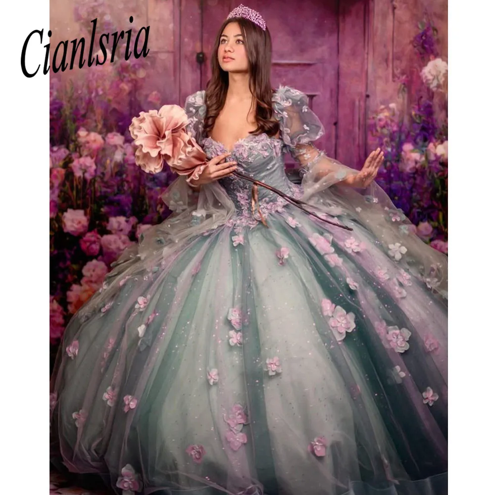 

Mexican Vestido De 15 Anos Lilac Charro Quinceanera Dresses with Cloak Lace Applqiued Corset Sweet 16 Dress Abiti Da Cerimonia