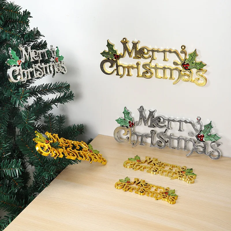 

Merry Christmas Tree Pendant Decoration Creative Three-Dimensional Letter Sign Festival Hang Backdrop Ornament Home Party Supply