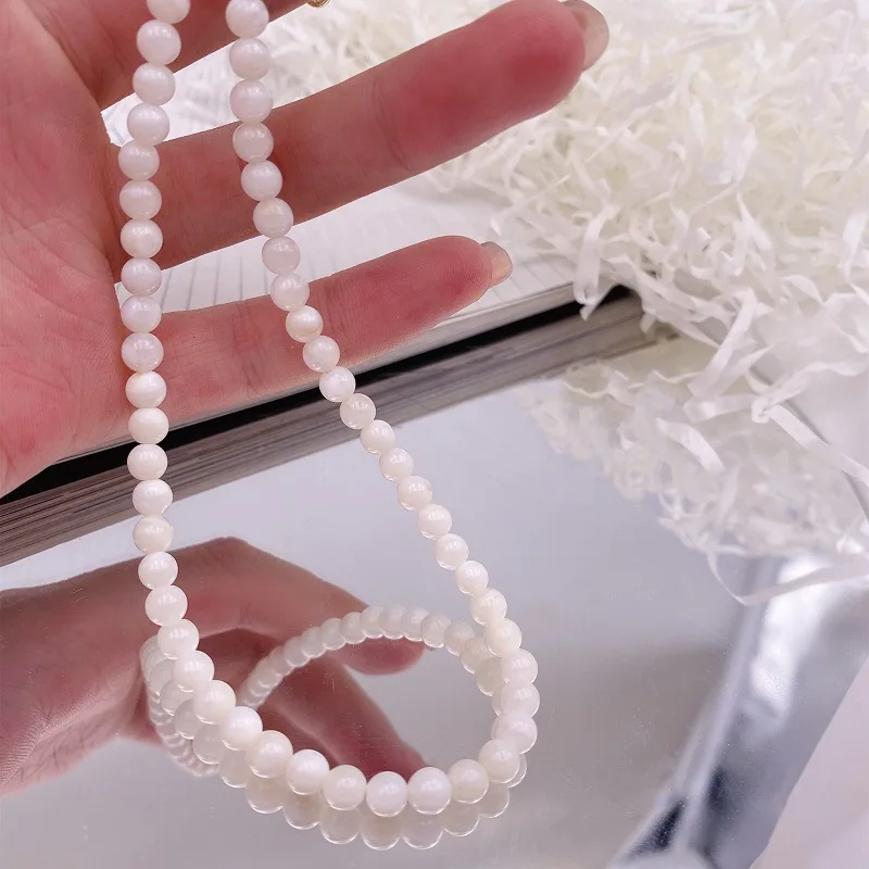 

Minar Wholesale Multiple White Color Natural Stone Chokers Necklace for Women Round Love Heart Strand Chains Necklaces Jewellery